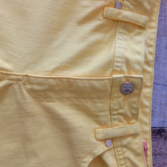 Tory Burch Cropped Slim Boot Dandelion Yellow Jeans 28 - Picture 9 of 16